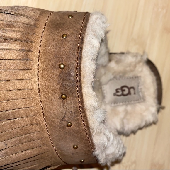 UGG Amarina Fringe Nubuck Suede Wool Slippers Shoes Women’s Size 7 - Picture 9 of 14